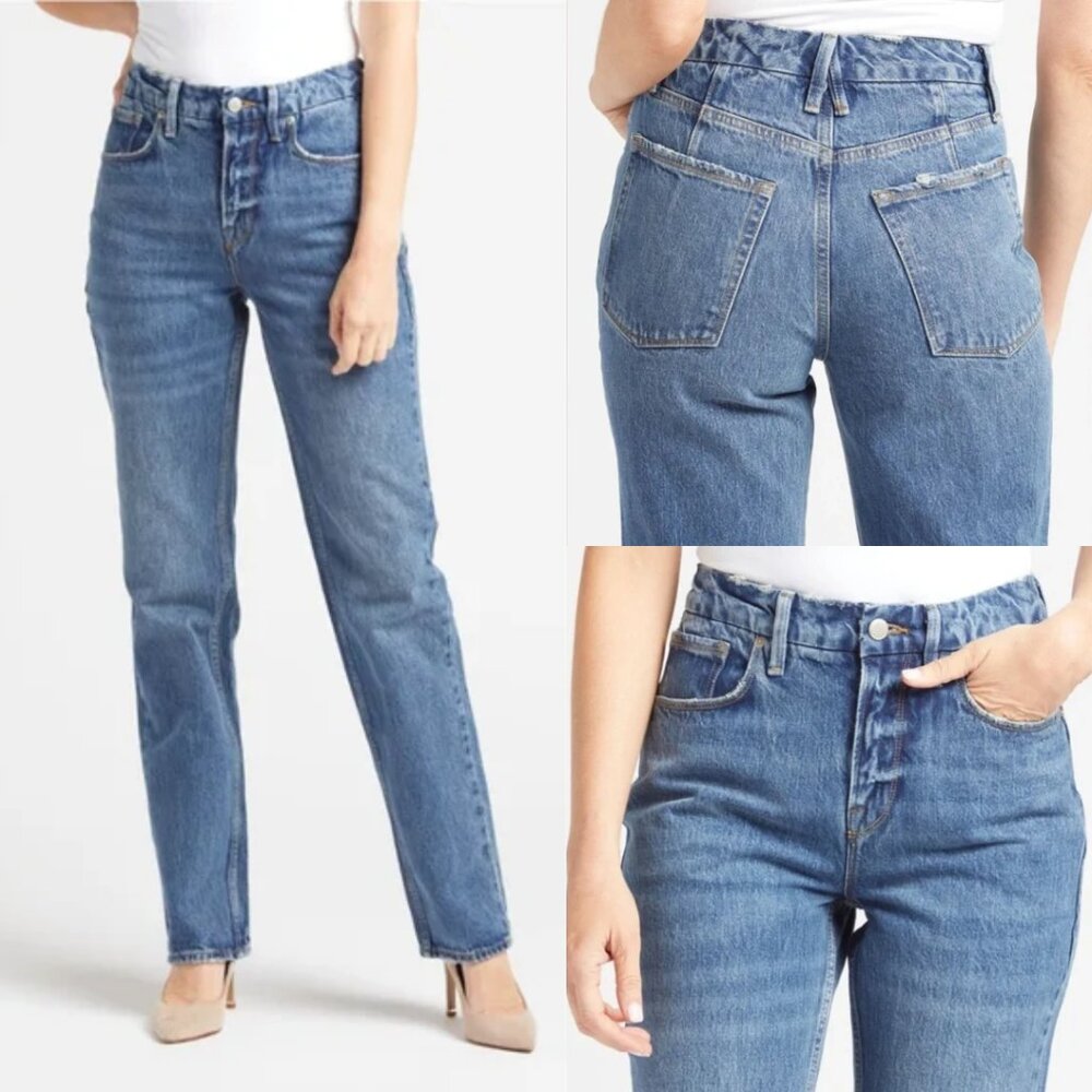 Good American Blue Straight Leg Jeans